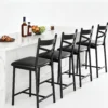 Bar Stools Set of 4, Counter Height Bar Chairs with Back and Thick Cushion, 26 Inch