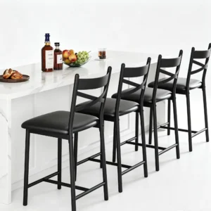 S822c39d824ac4bdb8b0c5094ce79308ad.webp Bar Stools Set of 4, Counter Height Bar Chairs with Back and Thick Cushion, 26 Inch