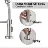 Modern Brushed Nickel Kitchen Faucet - Compact Single Handle, Pull Down Sprayer, 1/3 Holes Adaptable