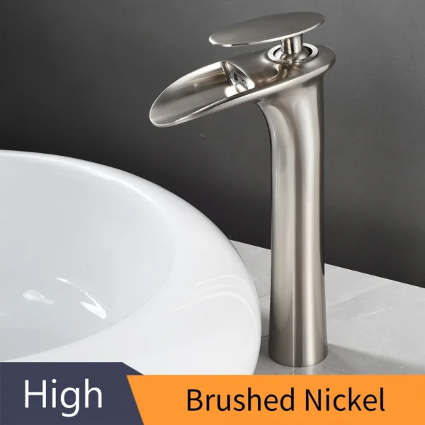 Modern White Bathroom Faucet Waterfall faucets Single Hole Cold and Hot Water Tap
