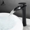 Modern White Bathroom Faucet Waterfall faucets Single Hole Cold and Hot Water Tap