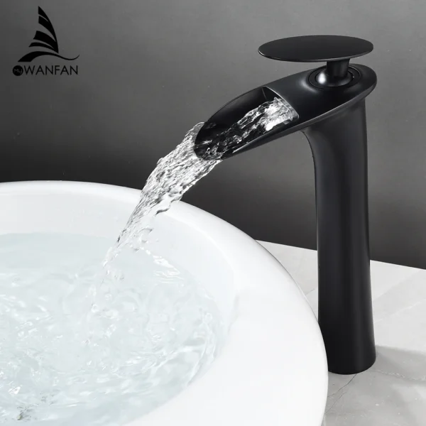 Modern White Bathroom Faucet Waterfall faucets Single Hole Cold and Hot Water Tap