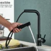 Kitchen pull-out faucet 304 stainless steel hot and cold faucet black sink faucet with two levels of water outlet