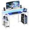 48 Inch Computer Desk with with Shelves Storage Drawers Office Wood Table with LED Lights Power Outlets