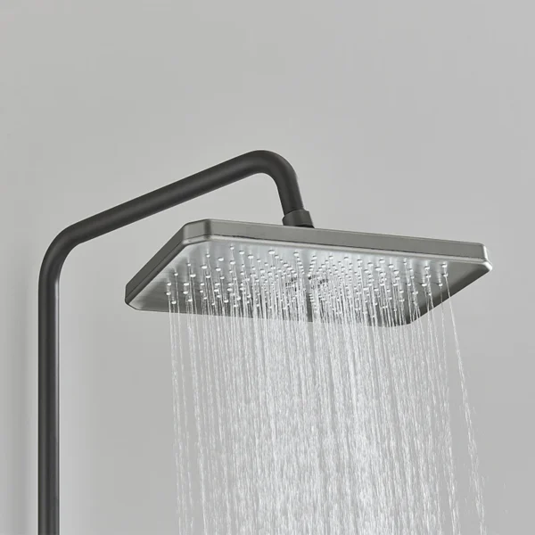 Gun Grey Piano Digital 4 Function Shower Set Bathroom Faucets Hot Cold Waterfall Digtial Display Tap Rainfall Shower System