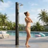 7.2FT Freestanding Solar Heated Pool Shower 9.3 Gallon Outdoor Shower Kit With Handheld Foot Faucet Hot Cold Water & Cover
