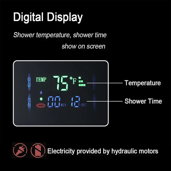 S889050b05ab946a0a4b47e0dce8effa5Z.webp LED Shower Panel Waterfall Rain Digital Display Shower Faucet System Set Bathroom Column Mixer With SPA Massage Jet