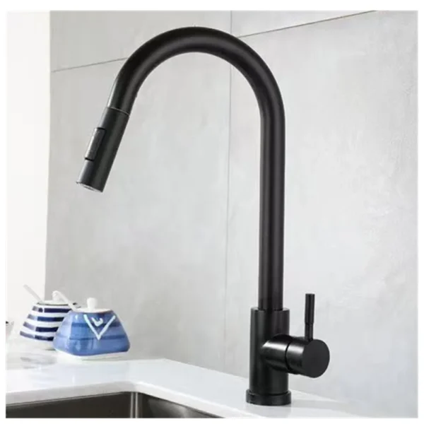 Kitchen Faucet Flexible Pull Out 2 Modes Nozzle Hot Cold Water Mixer Tap Deck Mounted Sprayer and Stream SUS 304 Faucets