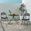 S8b028d79f31947d4bde805e0c3fadb1eQ.webp Leather Padded Folding Chair 4 Pack Sturdy Metal Living Room Rocking Dinner Chairs Easy to Use Storage Outdoor Home Office