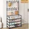 Multi-layer Door-mounted Shoe Hat Rack - Simple Assembly Household Integrated Multi-functional Storage Cabinet for Home Use