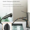 Bathroom Sink Pull-out Hot and Cold Water Mixer Faucet for Bathroom Grey/Chrome 3 Functions Mouthwash Faucet Deck Mount