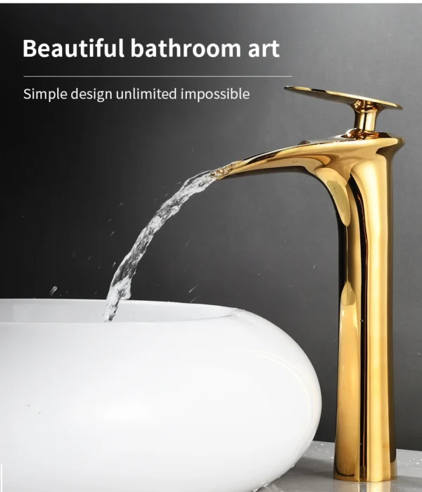 Modern White Bathroom Faucet Waterfall faucets Single Hole Cold and Hot Water Tap