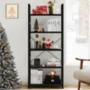 Wooden Storage Standing 5 Tiers Display Bookshelf Sturdy Structure Graduated Shelves Adjustable Feet for Living Room