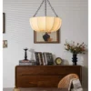Japanese Wabi Sabi Retro Fabric Pendant Lights Living Dining Room Chandelier Lighting