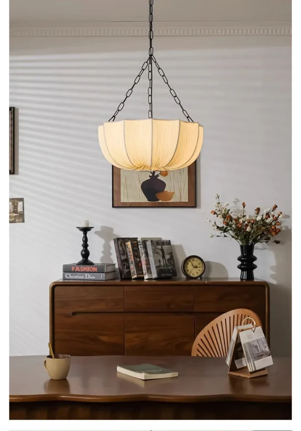 Japanese Wabi Sabi Retro Fabric Pendant Lights Living Dining Room Chandelier Lighting