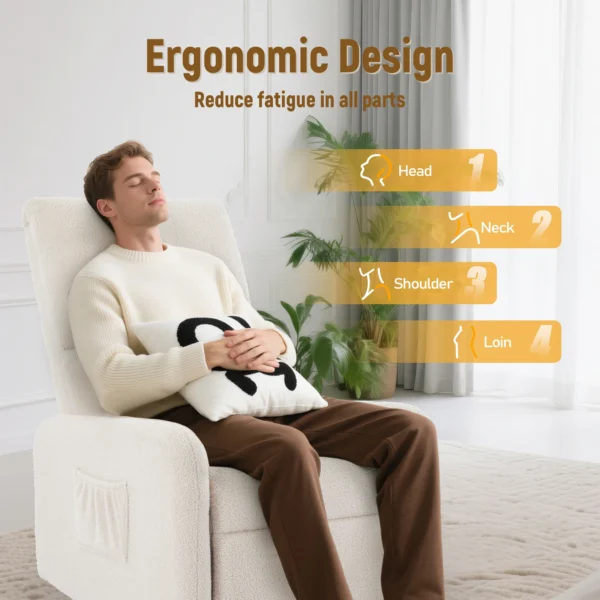 360 Degree Swivel Glider Chair, Rocking Armchair with Side Pocket
