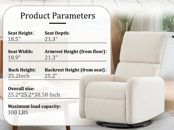 360 Degree Swivel Glider Chair, Rocking Armchair with Side Pocket