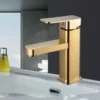 Gold faucet bathroom faucet metal stainless steel handle hot and cold mixer faucet square faucet beautiful bathroom