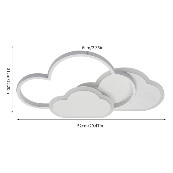 S92d7d4c8ef1a436d863027ca26b62f3da.webp Cloud Shape LED Ceiling Light Fixture Modern 3-Color Lighting Acrylic Ceiling Lamp for Living Room Bedroom Kid's Room 52x31cm