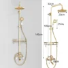 Antique Brass Shower Faucets Set 8'' Rainfall Shower Head Brass Handshower Dual Handle Mixer Tap Rotation Bath Shower Faucet