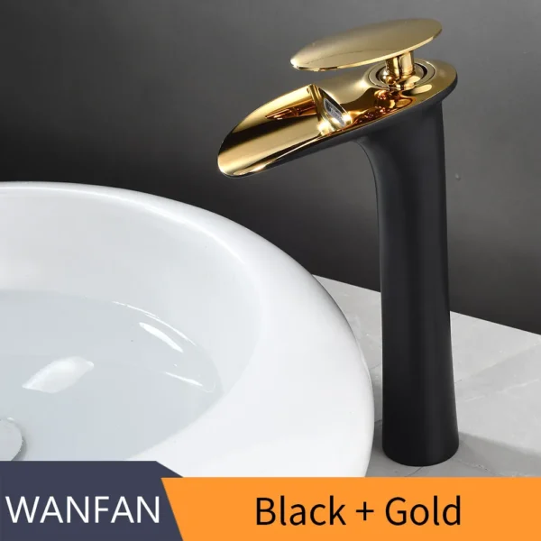 Modern White Bathroom Faucet Waterfall faucets Single Hole Cold and Hot Water Tap