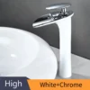Modern White Bathroom Faucet Waterfall faucets Single Hole Cold and Hot Water Tap