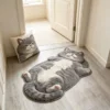 Adorable Fun Cat-Shaped Area Rug Stylish Unique Home Decor Carpet for Living Rooms Cartoon Bedrooms Bedsie Floor