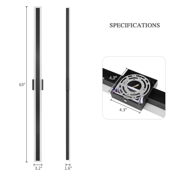 S98a51e7c1c8b402184c5562e347efc91O.webp Outdoor Porch Light Waterproof Rust Resistant Stainless Steel Sconces Black Long-strip Style Lighting Fixture