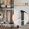 Portable Three Rows Wardrobe Closet with Hanging Rods Clothing Rack with Shelves Mudroom Storage Organizer