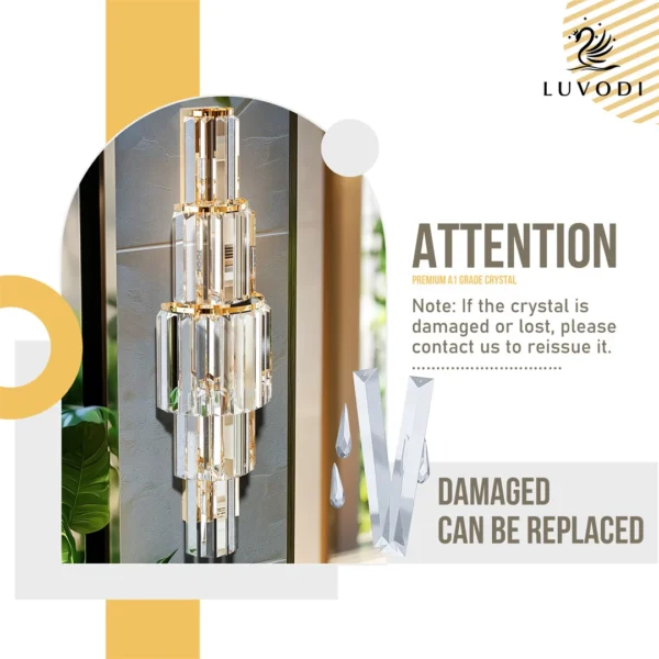 S9f1bc825016f49b98e50fdb4edd59b92u.webp Modern Crystal Wall Lamp 3-Layer Wall Crystal Sconce Light E14 Led Corn Lights