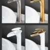 Modern White Bathroom Faucet Waterfall faucets Single Hole Cold and Hot Water Tap