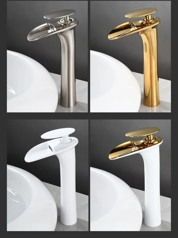 Modern White Bathroom Faucet Waterfall faucets Single Hole Cold and Hot Water Tap
