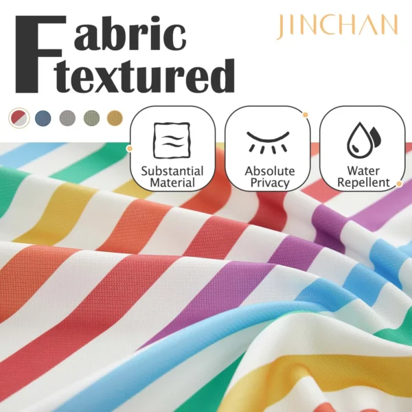 Waterproof Wavy Striped Shower Curtain Set, Modern Aesthetic Fabric Bath Curtain for Home Hotel Bathroom Decor