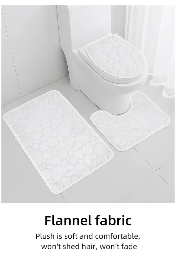 Sa1d9972061184a0996498af5331faafdO.webp 1 Set of Solid Color Simple Bathroom Water-absorbing and Non-slip Floor Mat Stone Pattern, Comfortable and Soft, Three-piece Set
