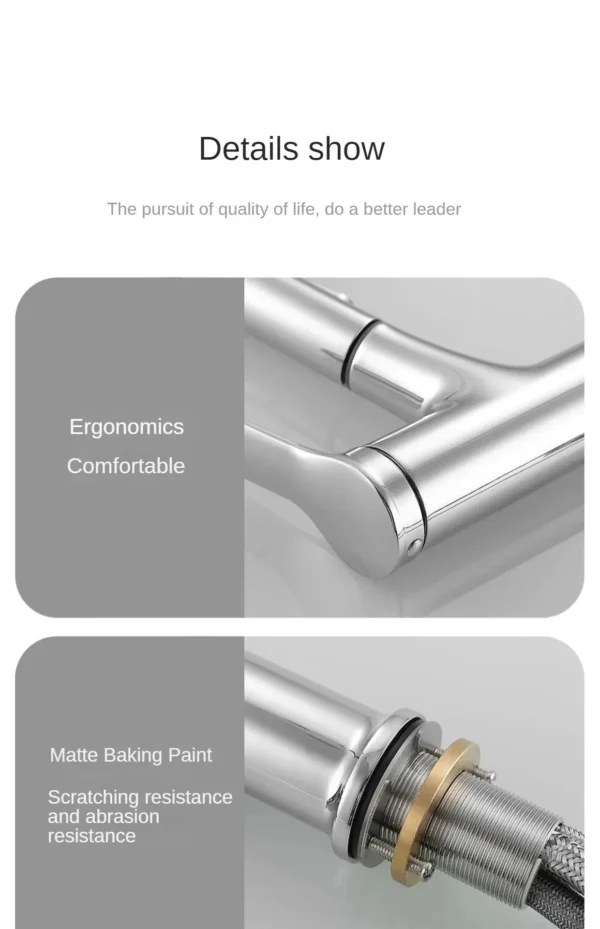 Bathroom Sink Pull-out Hot and Cold Water Mixer Faucet for Bathroom Grey/Chrome 3 Functions Mouthwash Faucet Deck Mount