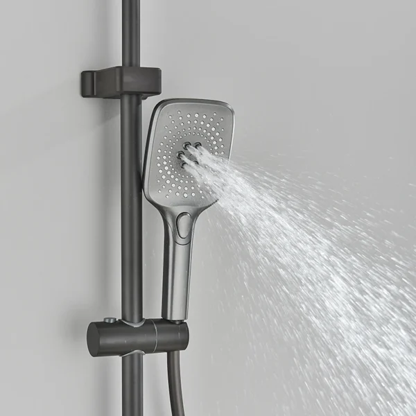 Gun Grey Piano Digital 4 Function Shower Set Bathroom Faucets Hot Cold Waterfall Digtial Display Tap Rainfall Shower System