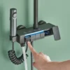 Gun Grey Piano Digital 4 Function Shower Set Bathroom Faucets Hot Cold Waterfall Digtial Display Tap Rainfall Shower System