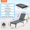 SucceBuy Chaise Lounge Chair Outdoor Aluminum Patio LoungeFolding Pool Lounge Recliner Full Flat for Patio Beach Pool