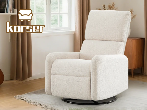 360 Degree Swivel Glider Chair, Rocking Armchair with Side Pocket