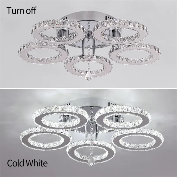 Modern Pendant Light Led Crystal Ring Ceiling Lamp Living Dining Room