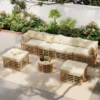 7 Pieces Outdoor Patio Furniture, All-Weather Rattan Sectional Sofa Set with Thick Cushions and Pillows, Freely Combined Conversation Sets for Garden, Backyard