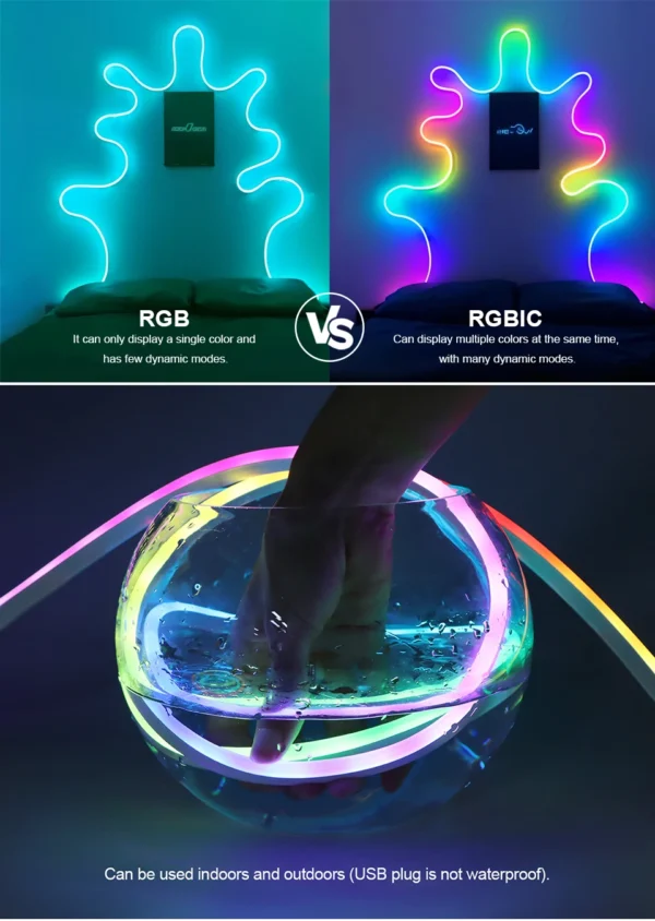Sad2ba3f4aaf24aef86dfe2c36d6f612e1.webp Bluetooth Dream Color RGB LED Neon lights Waterproof Soft Tube Flexible Dimmable Ribbon