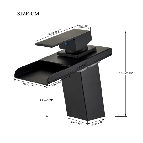 Luxury LED Color Changing Waterfall Basin Sink Faucet Single Handle Deck Mounted Hot and Cold Mixer Taps