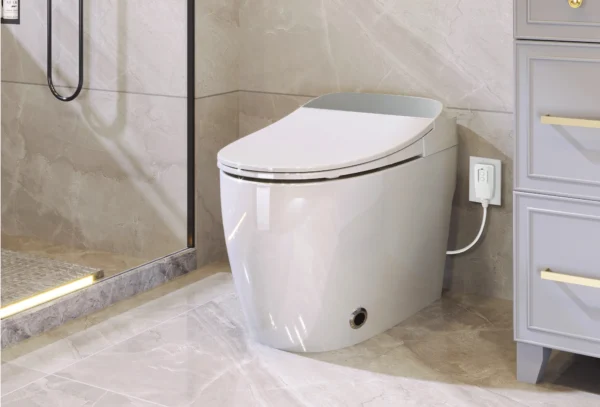 Saf0d3058ebef4014a6a383c5f7de0e30B.webp Heated Seat Smart Toilet, Automatic Flush Tank Less Toilet without Bidet, with Foot sensor Flush, White Night Light, Knob Control, Power Outage Flushing, Soft Close Cover