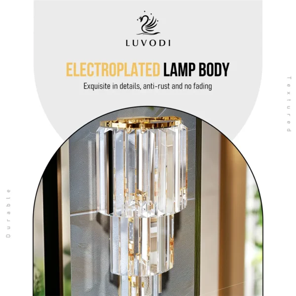 Sb0dfa6651b7941acabf7ff22e5d672fbu.webp Modern Crystal Wall Lamp 3-Layer Wall Crystal Sconce Light E14 Led Corn Lights