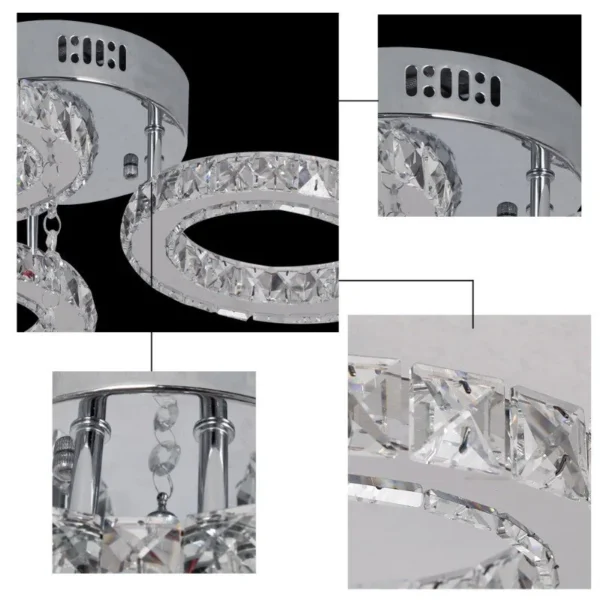 Modern Pendant Light Led Crystal Ring Ceiling Lamp Living Dining Room