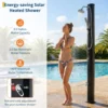 7.2FT Freestanding Solar Heated Pool Shower 9.3 Gallon Outdoor Shower Kit With Handheld Foot Faucet Hot Cold Water & Cover