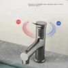 Bathroom Sink Pull-out Hot and Cold Water Mixer Faucet for Bathroom Grey/Chrome 3 Functions Mouthwash Faucet Deck Mount