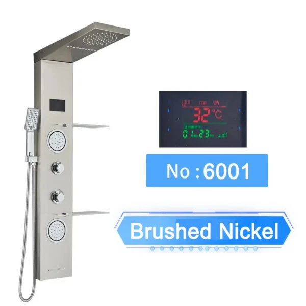 Sb57a37b5721a4dd587061e73eb6fc591B.webp LED Shower Panel Waterfall Rain Digital Display Shower Faucet System Set Bathroom Column Mixer With SPA Massage Jet