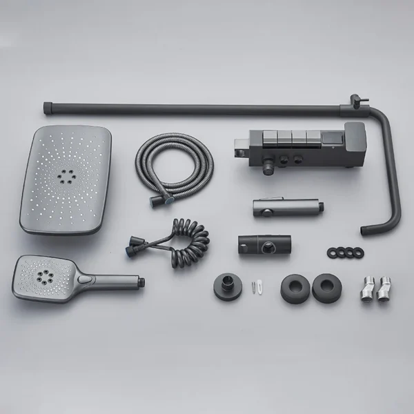Gun Grey Piano Digital 4 Function Shower Set Bathroom Faucets Hot Cold Waterfall Digtial Display Tap Rainfall Shower System